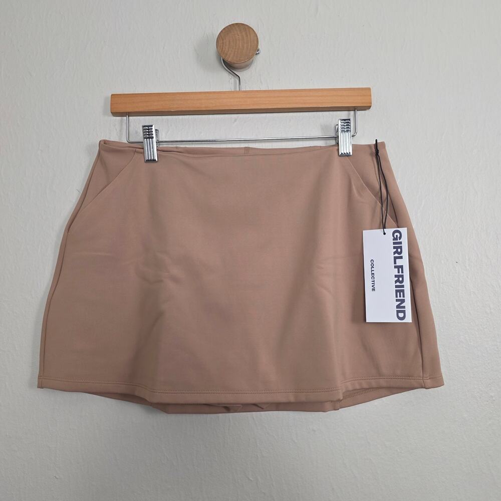 Girlfriend Collective Woodsmoke Tan High Rise Flouncy Tennis Skort Skirt XL NWT
